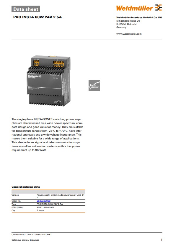 Product Datasheet